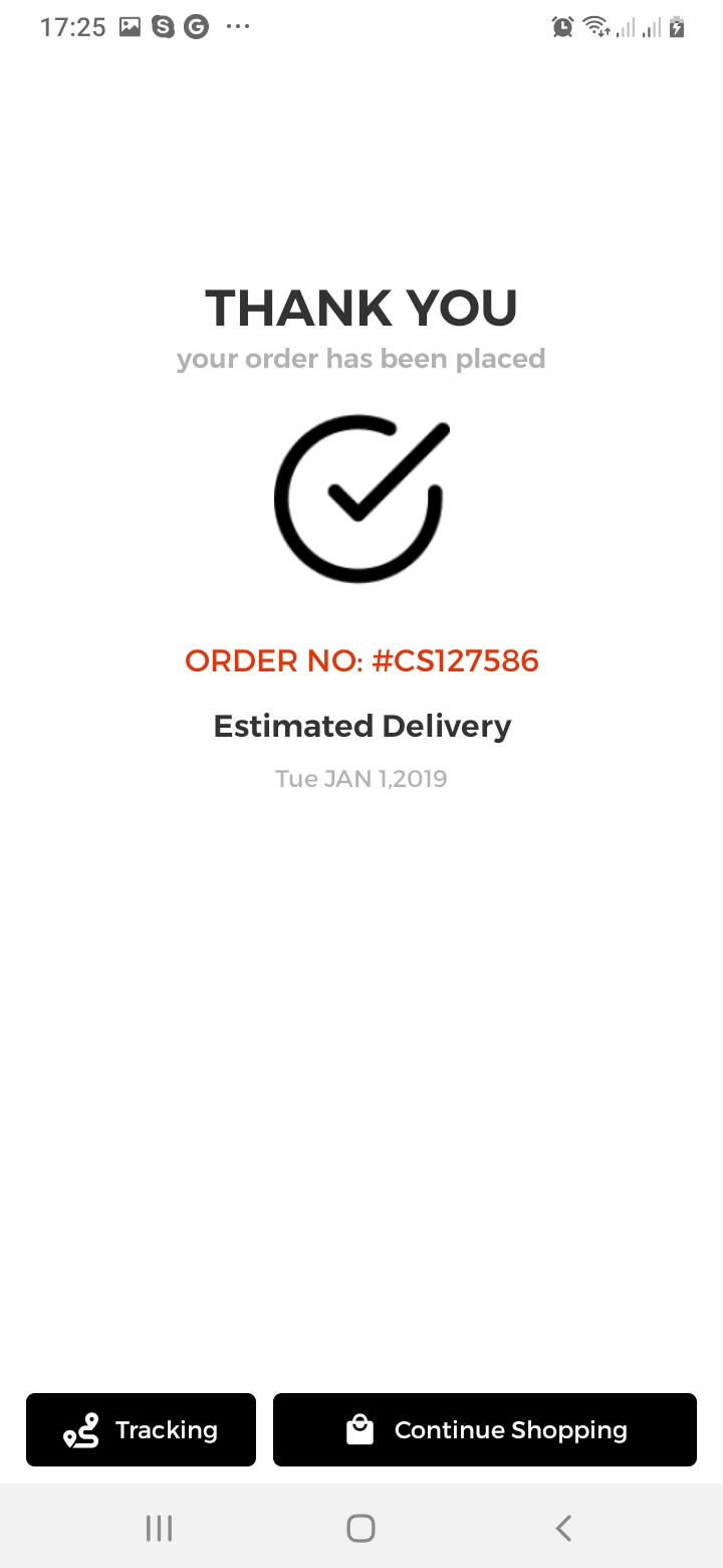 sTrendy Order Confirmation Screen