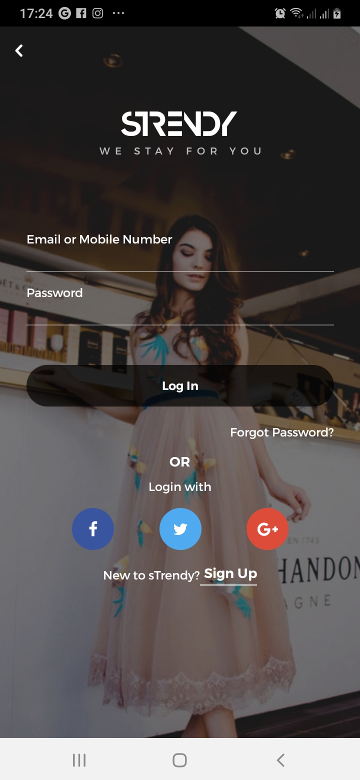 sTrendy Sign In Screen