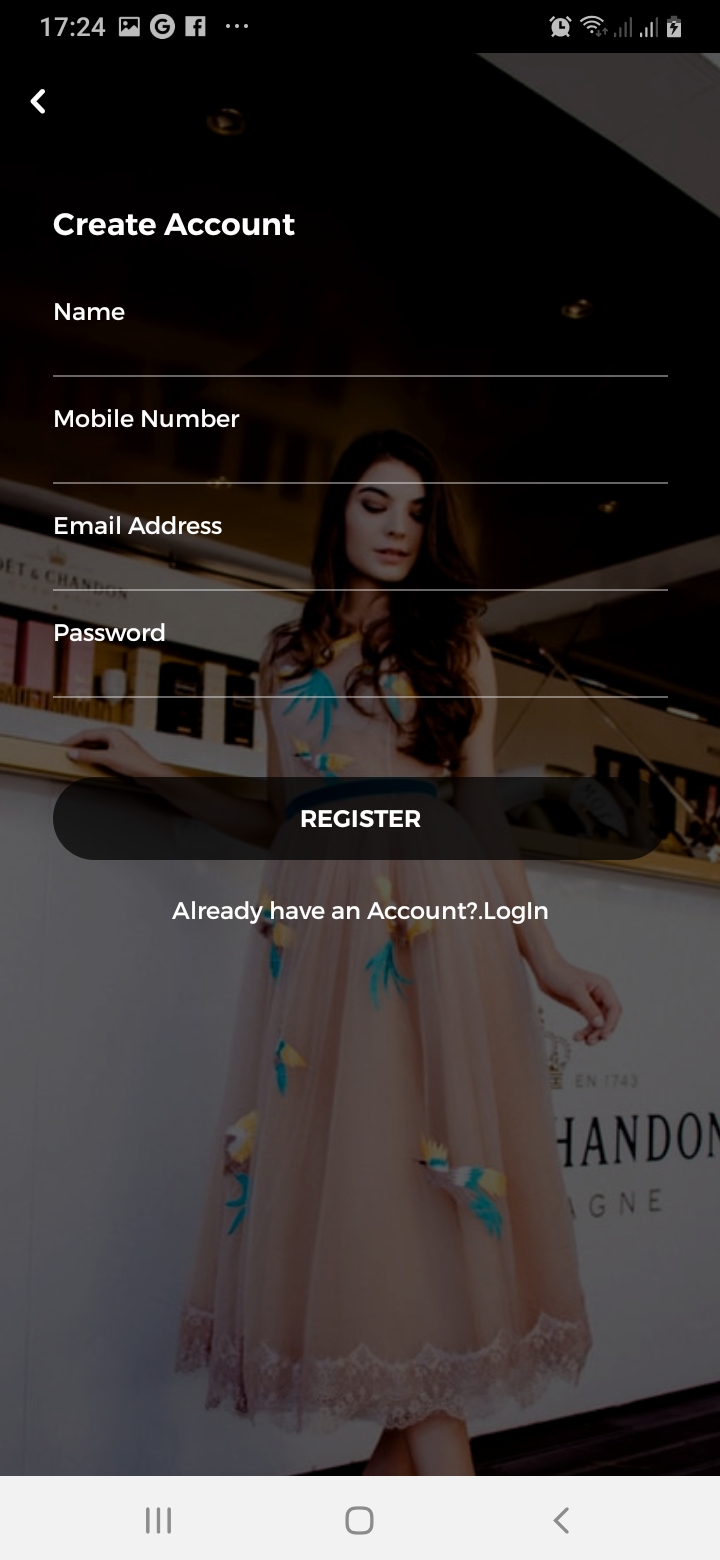 sTrendy Sign Up Screen