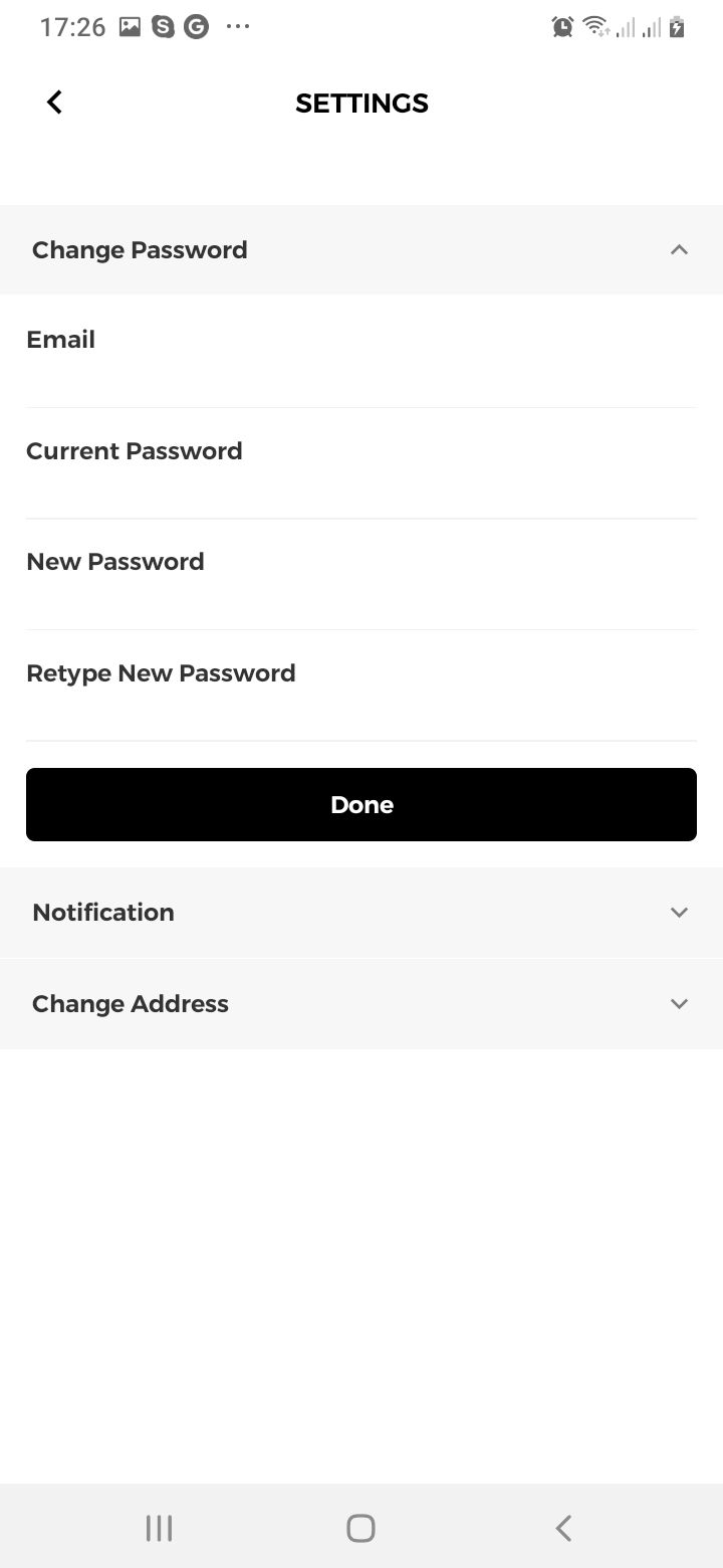 sTrendy Settings Screen